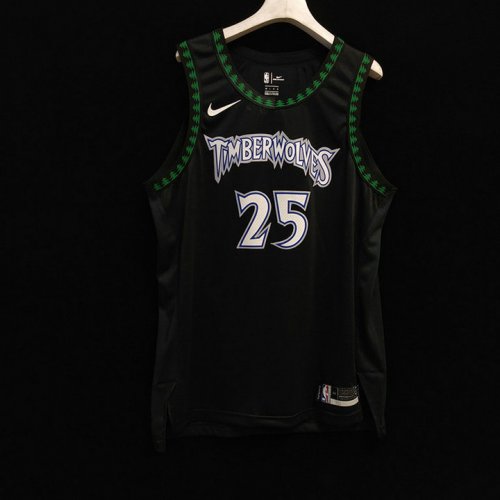 Minnesota Timberwolves Rose 25 Retro Jersey Black Player Version